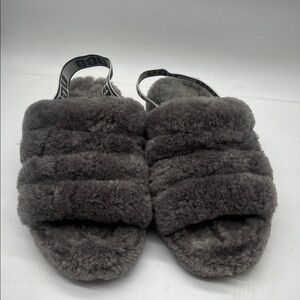 UGG Fluff Yeah Slide Sandal Slippers Gray 1095119 Women's Size 8